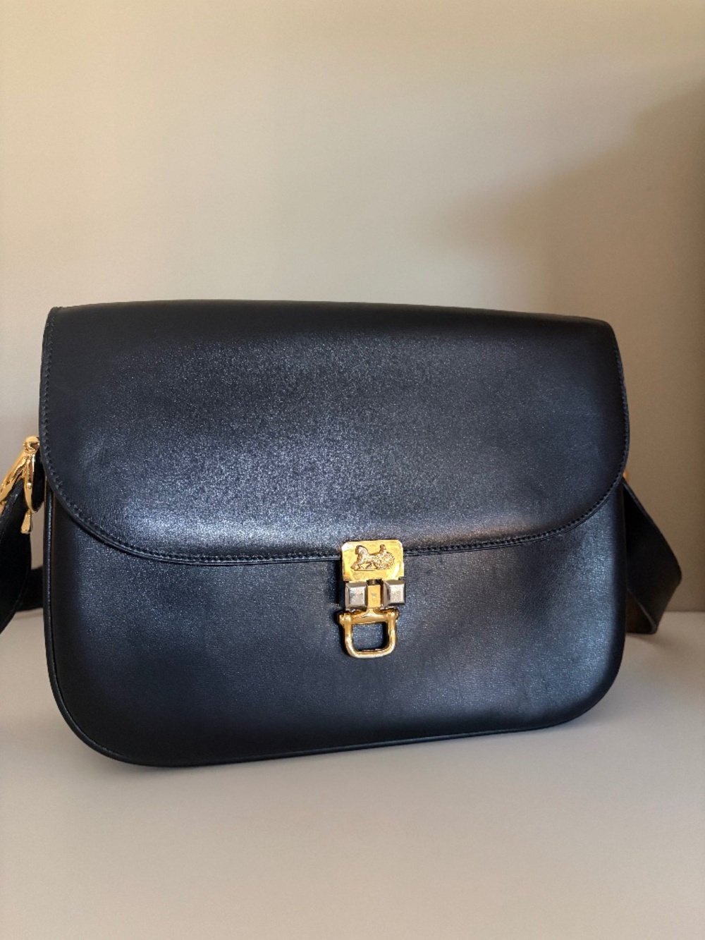 CELINE Vintage Triomphe Horse Carriage Leather Bag